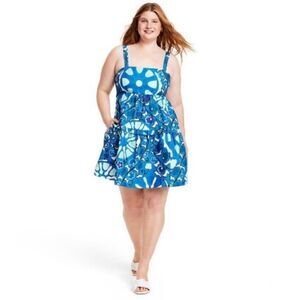 RHODE X Target Blue Zinnia Tiered Mini Dress, Size 2X, NWT
